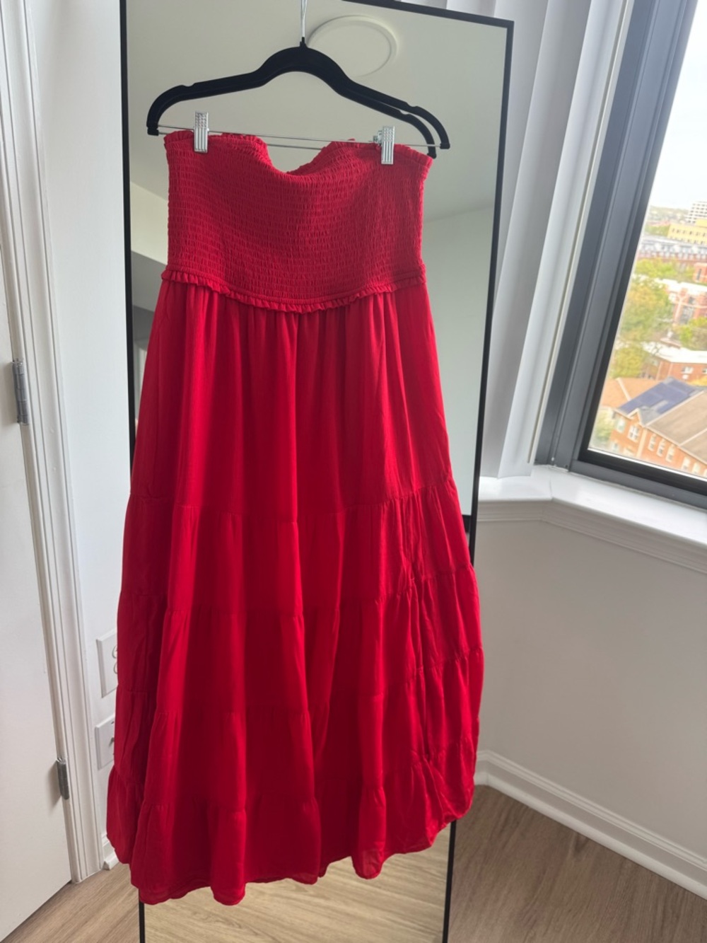 wild fable Vibrant Red Smocked Strapless Top